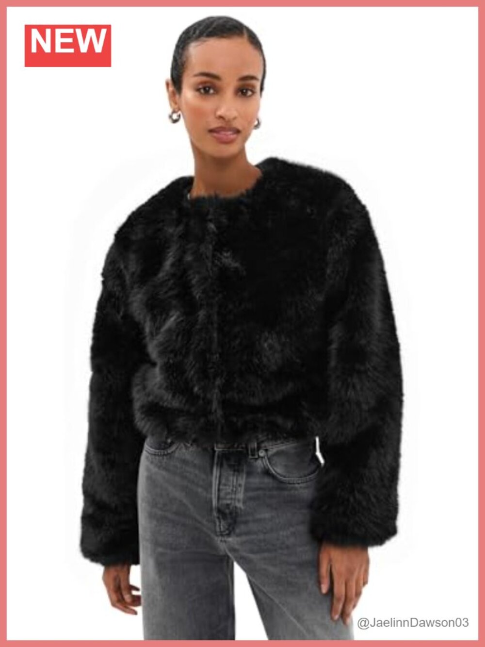 Faux Fur Aviator Jacket Long Sleeve Hook-and-Eye Placket Fall Coat